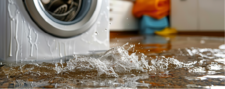 Flooded washing machine in home